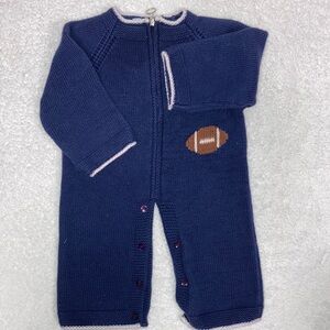 Grandma nes 100% cotton sweater knit zip football romper 12m